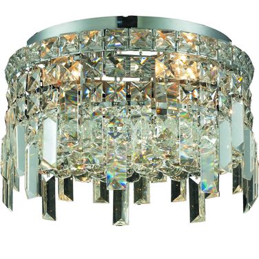 V2031F12C/RC Maxime 12" Chrome 4 Light Flush Mount With Clear Royal Cut Crystal Trim