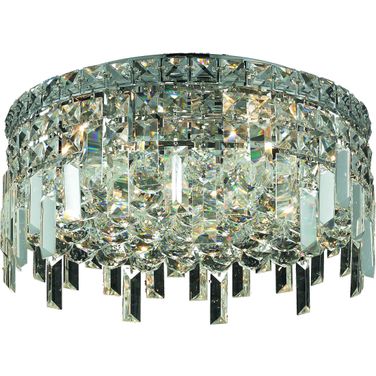 V2031F16C/RC Maxime 16" Chrome 5 Light Flush Mount With Clear Royal Cut Crystal Trim