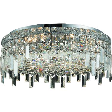 V2031F20C/RC Maxime 20" Chrome 6 Light Flush Mount With Clear Royal Cut Crystal Trim