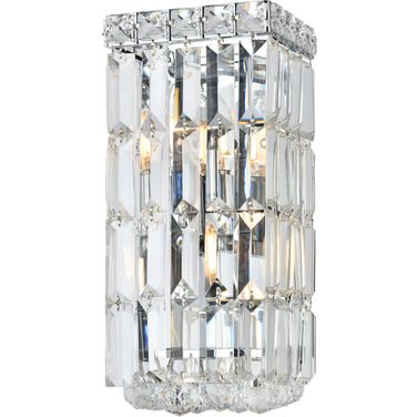 V2032W6C/RC Maxime 6" Chrome 2 Light Wall Sconce With Clear Royal Cut Crystal Trim