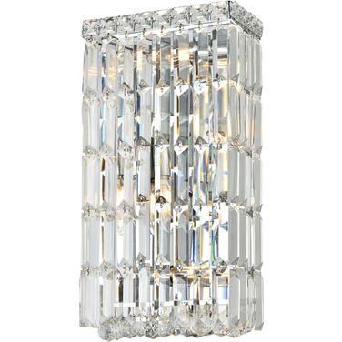 V2032W8C/RC Maxime 8" Chrome 4 Light Wall Sconce With Clear Royal Cut Crystal Trim