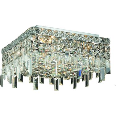 V2033f12cRc Maxime 12" Chrome 4 Light Flush Mount With Clear Royal Cut Crystal Trim