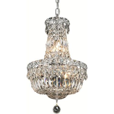 Tranquil 12" Chrome 6 Light Pendant With Clear Royal Cut Crystal Trim
