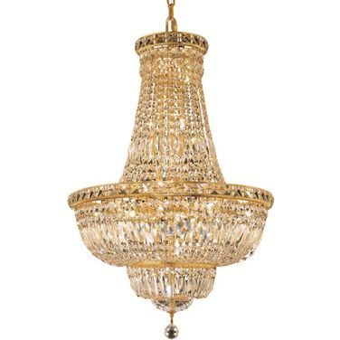 Tranquil 22" Gold 22 Light Chandelier With Clear Royal Cut Crystal Trim