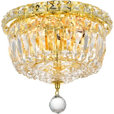 Tranquil 10" Gold 4 Light Flush Mount With Clear Royal Cut Crystal Trim