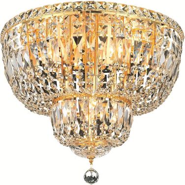 Tranquil 20" Gold 10 Light Flush Mount With Clear Royal Cut Crystal Trim