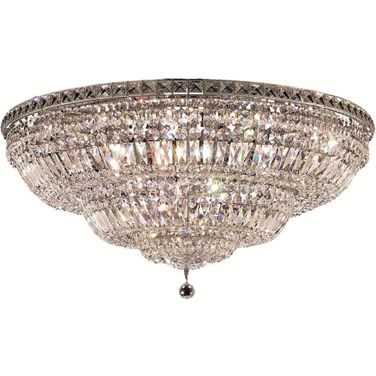 Tranquil 36" Chrome 21 Light Flush Mount With Clear Royal Cut Crystal Trim