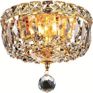 Tranquil 8" Gold 2 Light Flush Mount With Clear Royal Cut Crystal Trim