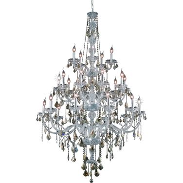 V7825g43c GtRc Verona 43" Chrome 25 Light Chandelier With Golden Teak Royal Cut Crystal Trim