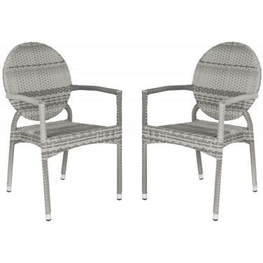 Valdez Grey Indoor/Outdoor Stacking Arm Chair Set of 2 FOX5205B