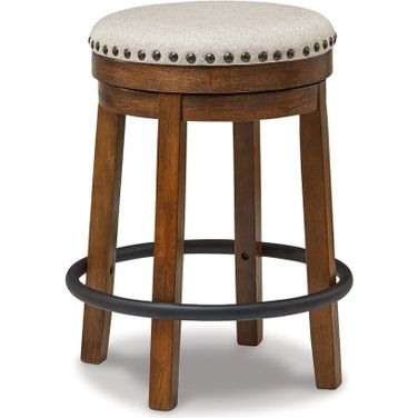 Valebeck Beige And Brown Swivel Counter Height Stool