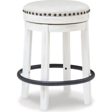 Valebeck Beige And White Swivel Counter Height Stool