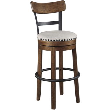Valebeck Beige Tall Upholstered Swivel Barstool
