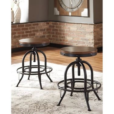 Valebeck Brown Swivel Barstool Set of 2