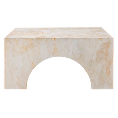 Valen Indoor - Outdoor Patio Arched Concrete Coffee Table In Honey Onyx