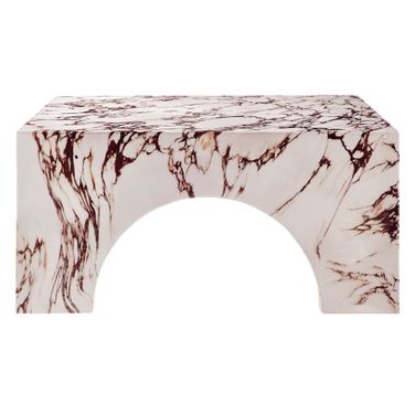 Valen Indoor - Outdoor Patio Arched Concrete Coffee Table In Red Marble