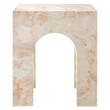 Valen Square Indoor - Outdoor Patio Arched Concrete Side Table In Honey Onyx