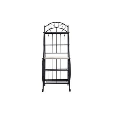 Valencia Baker's Rack with Faux Marble Shelf In Black