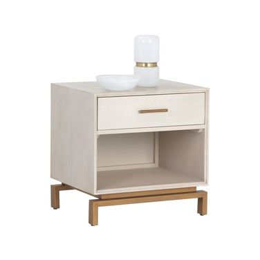 Valencia Nightstand In Taupe and Brass