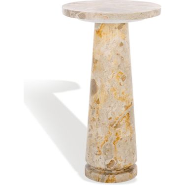 Valentia Round Marble Accent Table In Beige