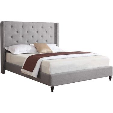 Valentina Fabric Upholstered Wingback Eastern King Platform Bed In Gray