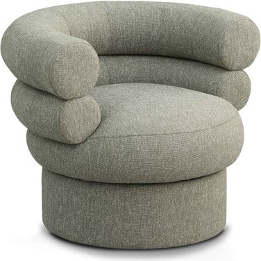 Valentina Linen Textured Fabric Accent Swivel Chair In Green