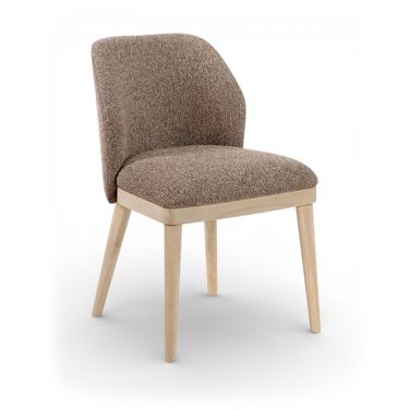 Valeo Linen Textured Fabric Upholstered Dining Chair Set of 2 In Brown