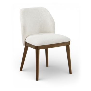 Valeo Linen Textured Fabric Upholstered Dining Chair Set of 2 In Cream