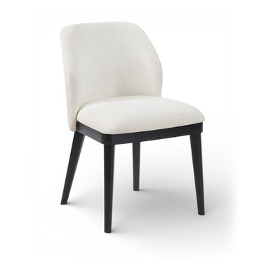 Valeo Linen Textured Fabric Upholstered Dining Chair Set of 2 In Cream