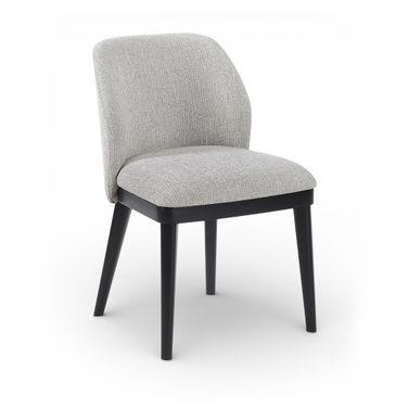 Valeo Linen Textured Fabric Upholstered Dining Chair Set of 2 In Grey