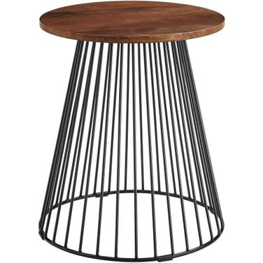 Valeo Wood and Metal Round Side Table In Walnut