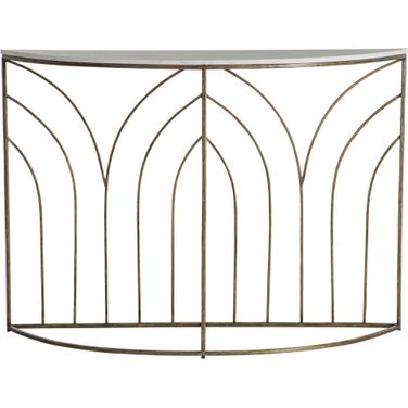 Valera Console Table In Antique Aged Brass and White