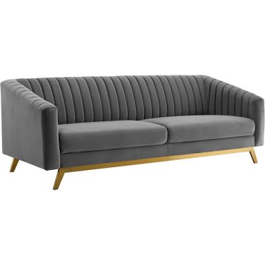 Valiant Gray Vertical Channel Tufted Performance Velvet Sofa