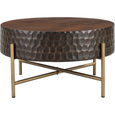 Vallarta 34 Inch Carved Coffee Table with Mango Wood In Two Toned