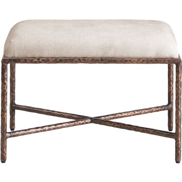 Valley Chenille Fabric Bench In Beige and Bronze