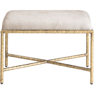 Valley Chenille Fabric Bench In Gold and Beige
