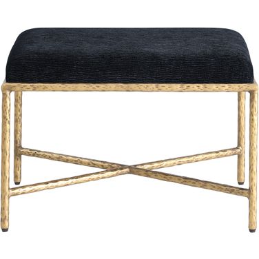 Valley Chenille Fabric Bench In Black and Gold