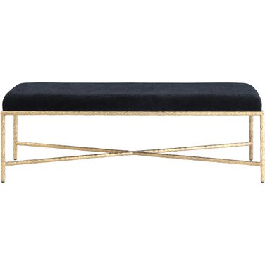 Valley Chenille Fabric Bench In Black and Gold