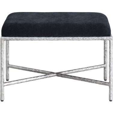 Valley Chenille Fabric Bench In Silver and Black