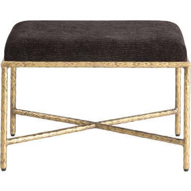 Valley Chenille Fabric Bench In Brown and Gold