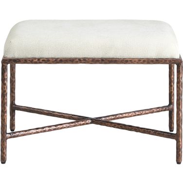 Valley Chenille Fabric Bench In Cream and Bronze