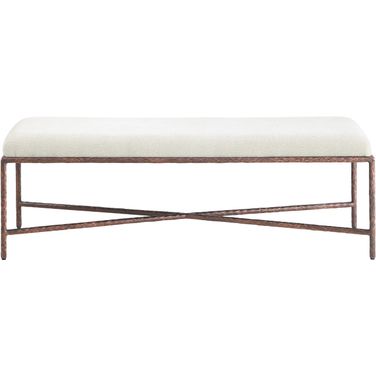 Valley Chenille Fabric Bench In Cream and Bronze