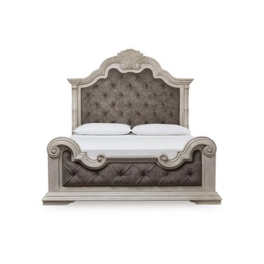 Valleymont King Upholstered Panel Bed In Antique White