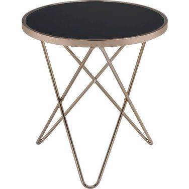 Valora Black Glass and Champagne End Table