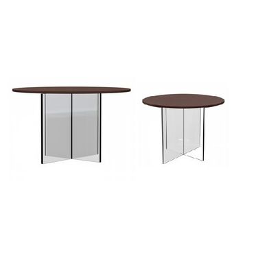 Valore Acrylic Occasional Table Set In Walnut Top