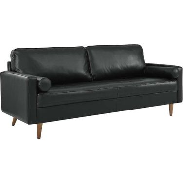 Valour Black 81 Inch Leather Sofa