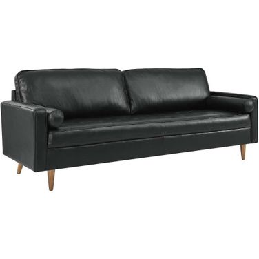 Valour Black 88 Inch Leather Sofa