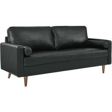 Valour Black Leather Sofa