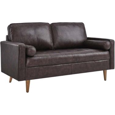 Valour Brown Leather Loveseat