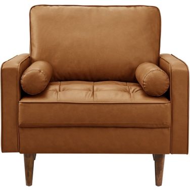 Valour Tufted Vegan Leather Accent Armchair In Tan